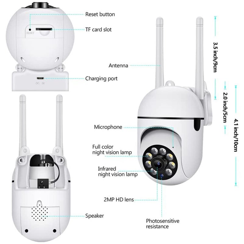 Smart Wi-fi Wireless IP CCTV Security Camera Light Vision, Remote Indoor 1080p V380 Pro App 360 Degree Watch Live Streaming Mini Dome PTZ Camera (Mini ptz) - Image 2
