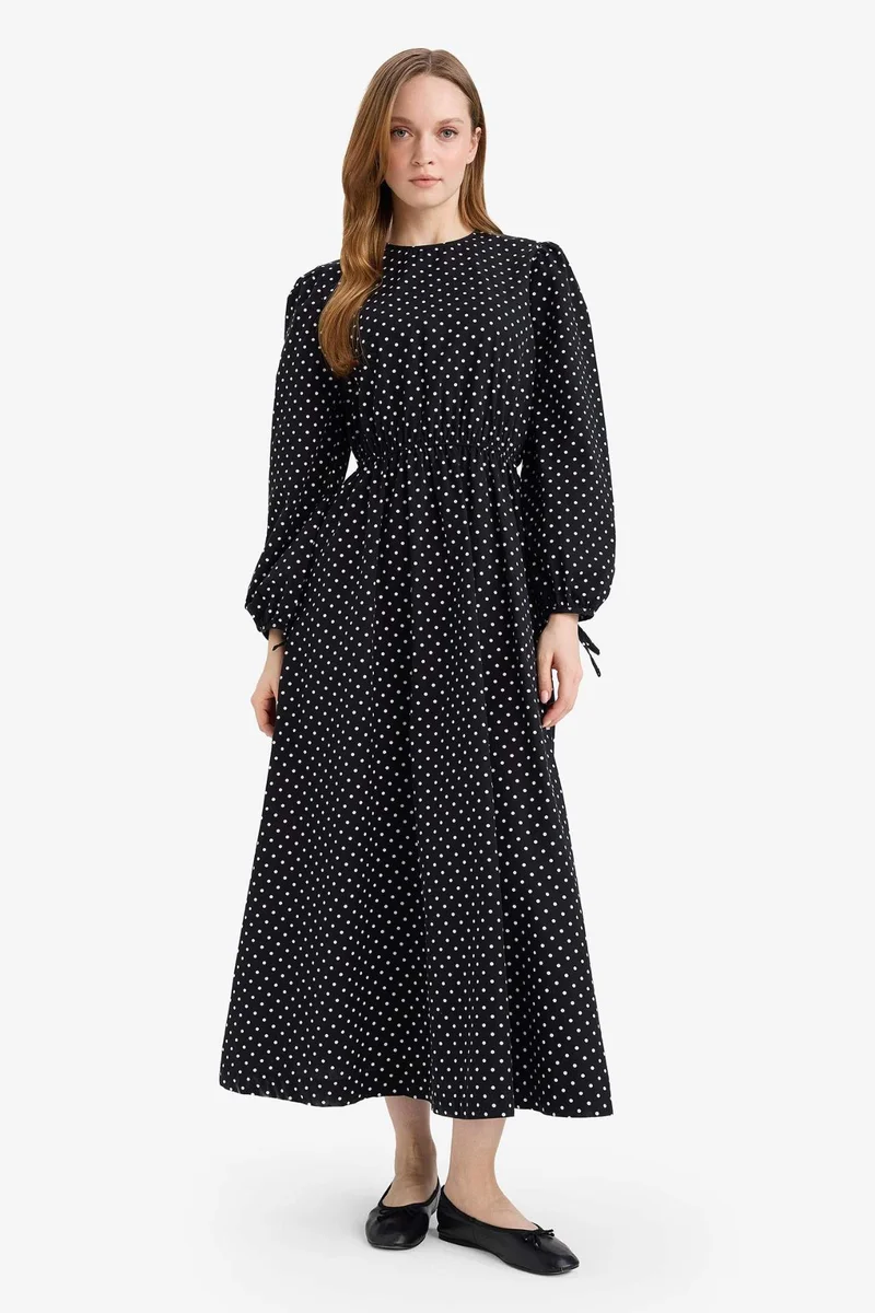 ديفاكتو 100% Cotton Printed Poplin Long Sleeve Dress