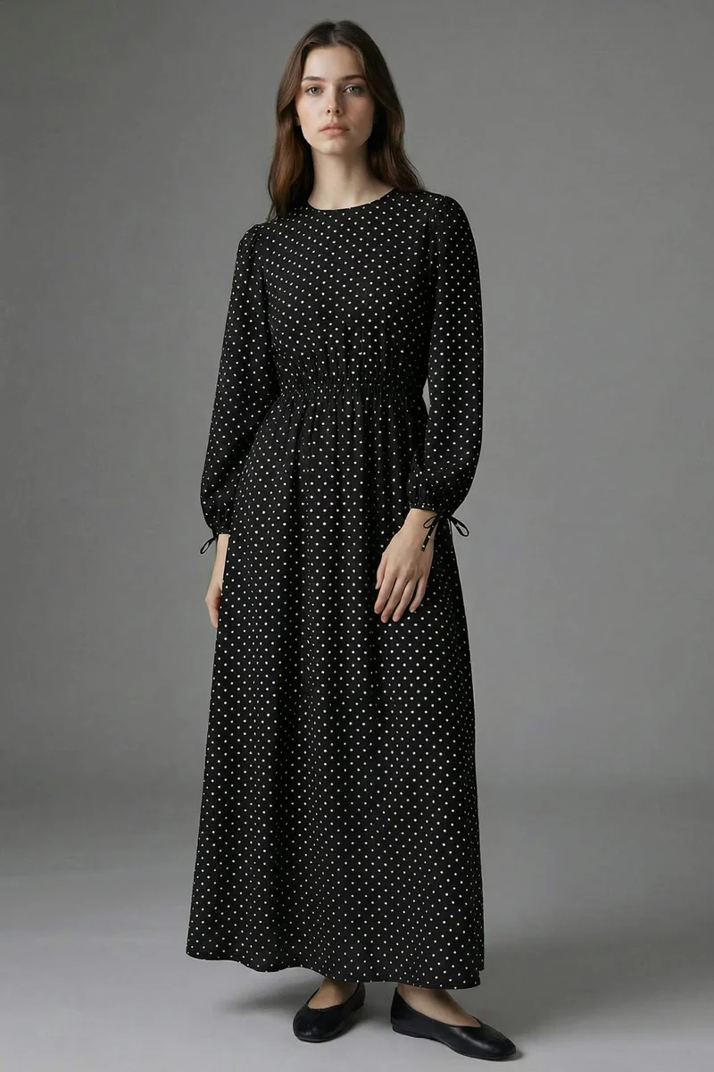 ديفاكتو 100% Cotton Printed Poplin Long Sleeve Dress