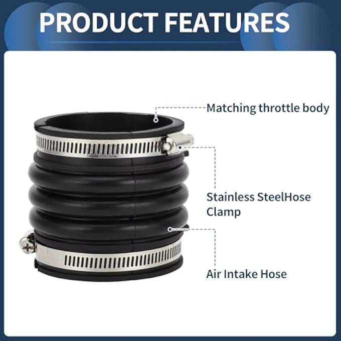 CHEFRU Air Intake Tube Hose Compatible With Toyota For Camry 2002 2003 2004 2005 2006 Air Intake Hose Tube With Clamps 17881AA010 Air Filter Flow Intake Hose - Image 5