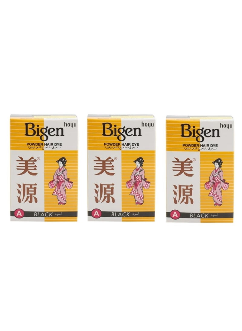 Bigen Powder Hair Dye A Black Pack of 3 - Image 1