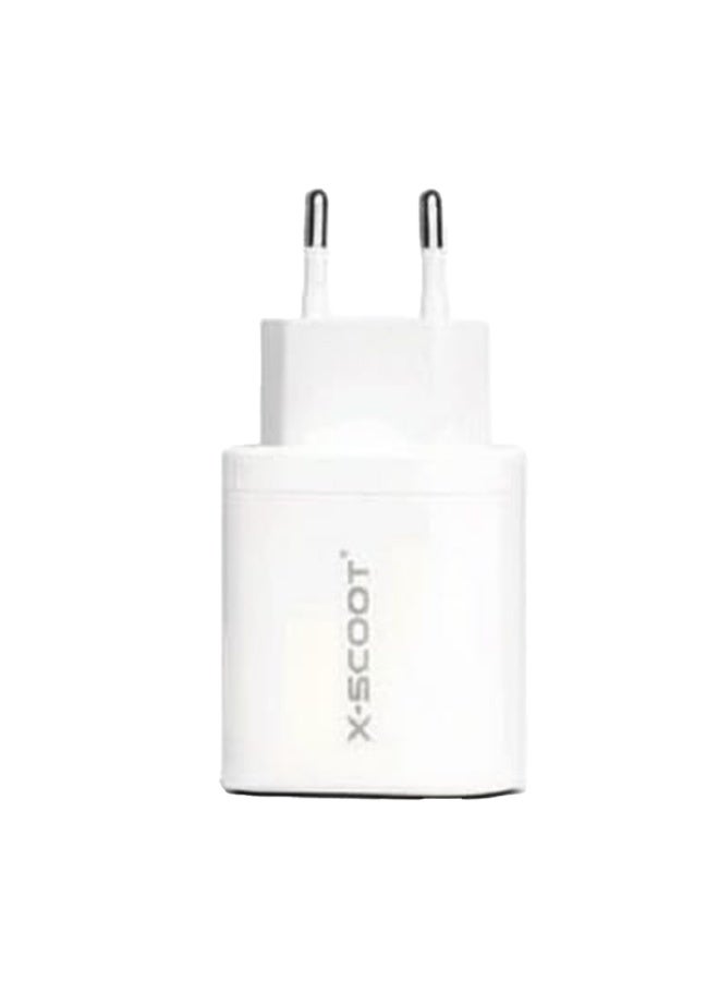 X-SCOOT Super Fast Wall Charger 45W , GaN Technology with PD & QC 3.0 , Dual USB/PD Outputs for Smartphones, Tablets & Laptops , Universal AC 100-240V, Compact Travel-Friendly Design - White - Image 1