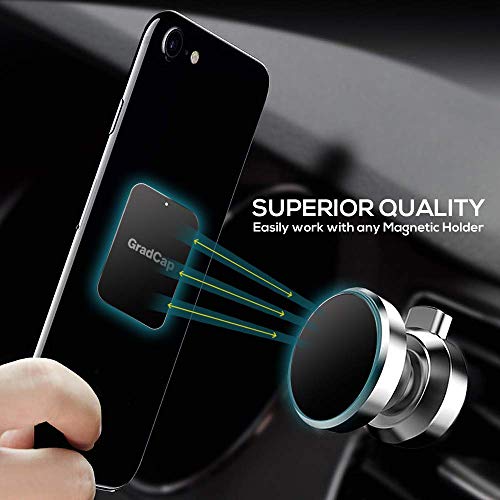 GradCap Metal Plate for Magnetic Phone Mount - 4 Packs Universal Ultra Thin Black Metal Disc w/Strong 3M Adhesive Sticker - Replacement Accessory Kit - 2 Rectangle (1.75"x2.5") & 2 Round (1.5"x1.5") - Image 2