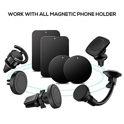 GradCap Metal Plate for Magnetic Phone Mount - 4 Packs Universal Ultra Thin Black Metal Disc w/Strong 3M Adhesive Sticker - Replacement Accessory Kit - 2 Rectangle (1.75"x2.5") & 2 Round (1.5"x1.5") - Image 5