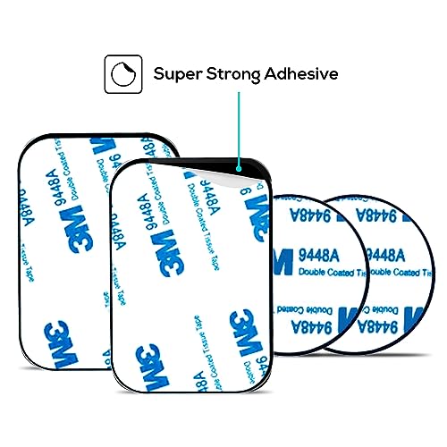 GradCap Metal Plate for Magnetic Phone Mount - 4 Packs Universal Ultra Thin Black Metal Disc w/Strong 3M Adhesive Sticker - Replacement Accessory Kit - 2 Rectangle (1.75"x2.5") & 2 Round (1.5"x1.5") - Image 3