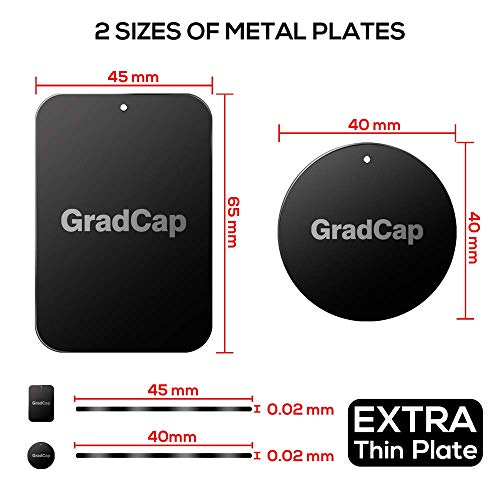 GradCap Metal Plate for Magnetic Phone Mount - 4 Packs Universal Ultra Thin Black Metal Disc w/Strong 3M Adhesive Sticker - Replacement Accessory Kit - 2 Rectangle (1.75"x2.5") & 2 Round (1.5"x1.5") - Image 4