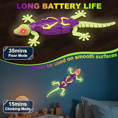Qrooper Wall Climbing Gecko Glow in The Dark Lizard Rc Toys for KidsWall Crawler Robot GeckosFun Kids Toys Birthday Easter Gifts for 3 4 5 6 7 8 9 10 Year Old Boys Girls Teens - Image 5