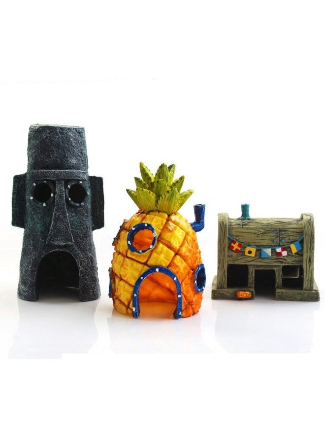 Generic - Aquarium Landscape Pineapple House Hideout SpongeBob’s Home Fish Tank Landscape Cartoon Ornament Fish and Shrimp Hideout - Image 1