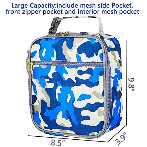 FlowFly Kids Lunch box Insulated Soft Bag Mini Cooler Back to School Thermal Meal Tote Kit for Girls, Boys, Camo - Image 3