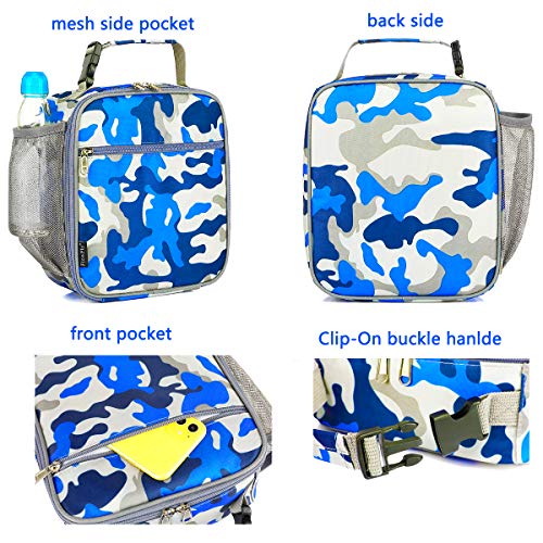 FlowFly Kids Lunch box Insulated Soft Bag Mini Cooler Back to School Thermal Meal Tote Kit for Girls, Boys, Camo - Image 4