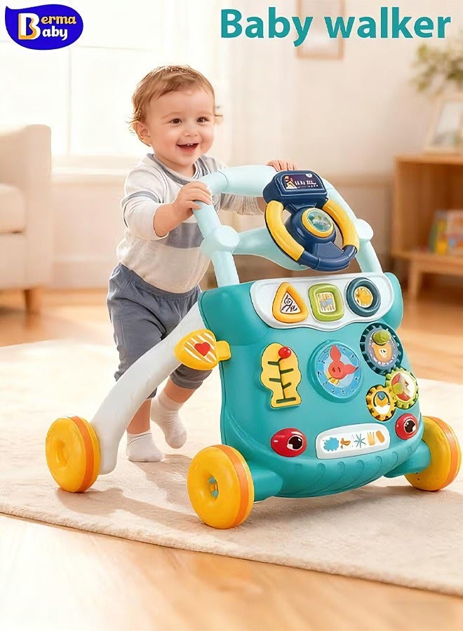 بيبي ووكر مشاية أطفال، مشاية دفع متعددة الوظائف، مشاية أطفال مضادة للانقلاب، لوحة ألعاب متعددة الوظائف، مركز أنشطة للأطفال، لعبة تعلم الموسيقى للأطفال، هدية للعطلات، مناسبة للأولاد والبنات (أخضر) - Image 1