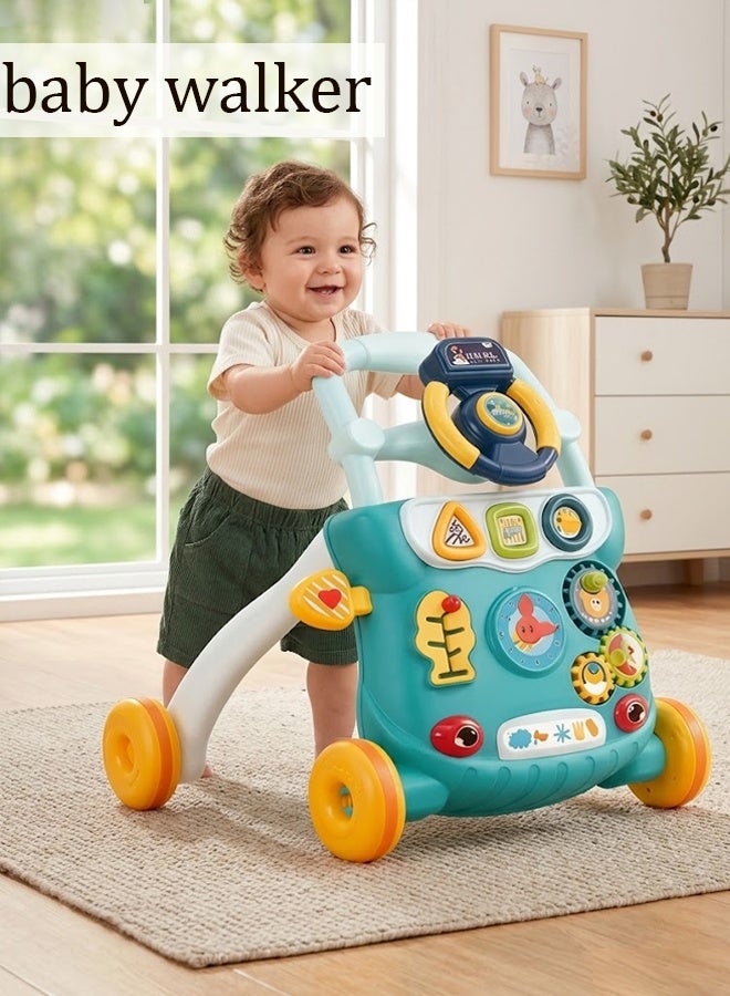 Baby Walker, Multifunctional Push Walker Baby Anti-Rollover Walker, Multifunctional Game Panel Toy, Baby Activity Center, Baby Music Learning Toy, Holiday Gift, Suitable For Boys And Girls (Green) - Image 1