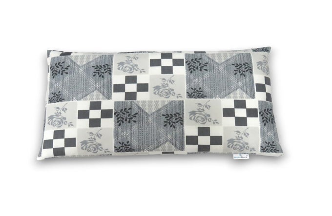 BUCKWHEAT HULLS PILLOW KING SIZE 17 X 27 INCH PILLOW FOR NECK PAIN SHOULDER PAIN BACK PAIN OTHER SLEEPING PROBLEM FOR DAILY USE LIGHT BLUE GREY PRINTED DESIGN