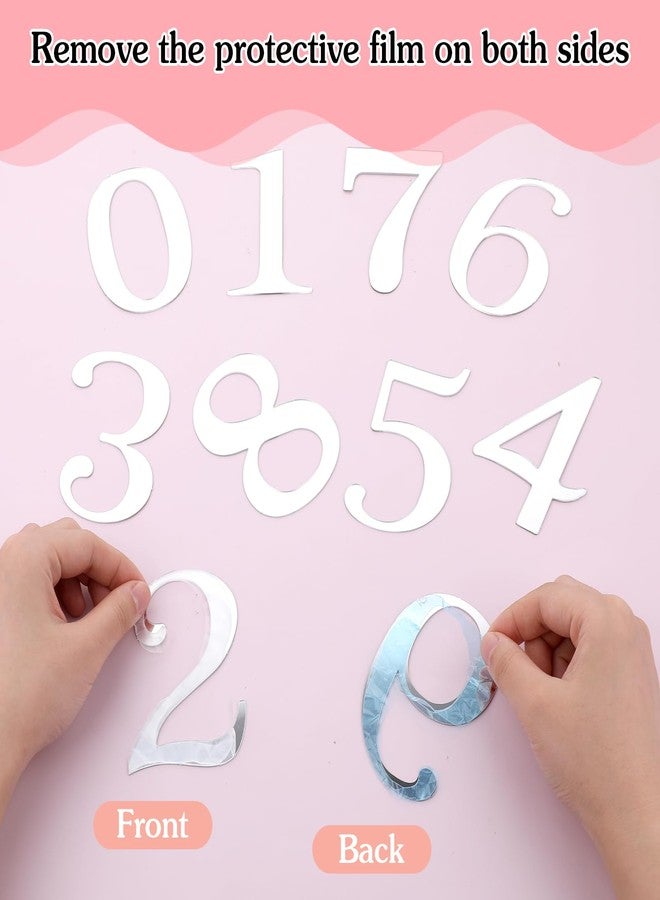 Hariendny 3.7 IN 0-9 Silver Birthday Number Cake Toppers Large Silver Acrylic Cake Numbers Topper Acrylic Wedding Party Cupcake Toppers Cake Decorating Supplies for Birthday Wedding Anniversary Party - Image 4