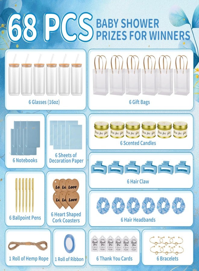 Rigibright 68Pcs Baby Shower Prizes for Game Winners Gifts Wedding Bridal Shower Gifts Including Glass Cans Notebooks Soy Candles Hair Clips for Baby Shower Wedding Bridal Shower Game Prizes (6, Blue) - Image 3