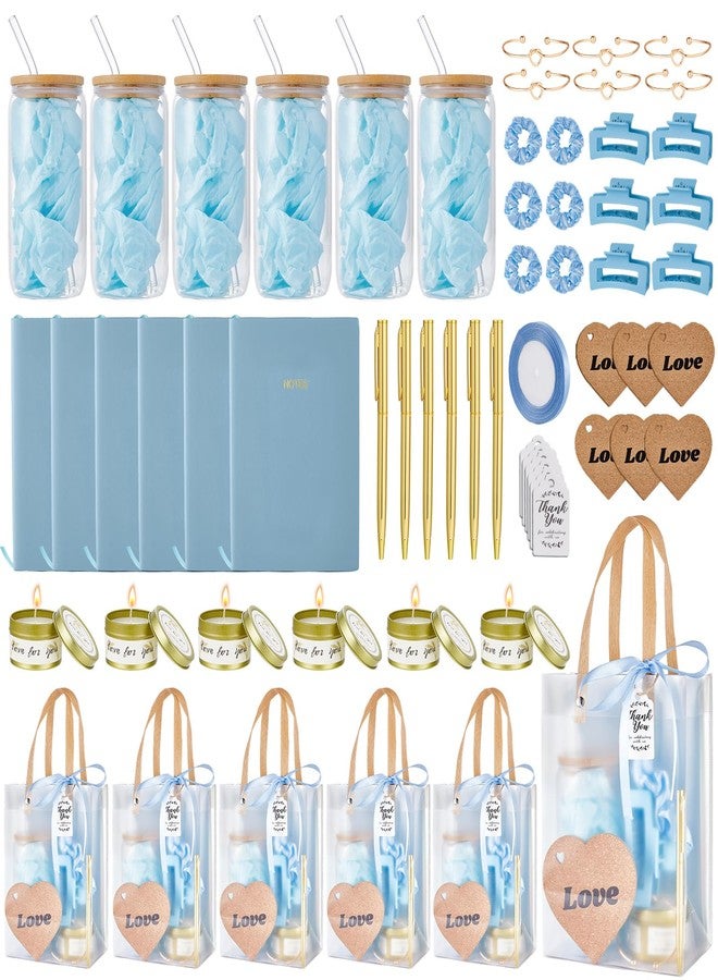 Rigibright 68Pcs Baby Shower Prizes for Game Winners Gifts Wedding Bridal Shower Gifts Including Glass Cans Notebooks Soy Candles Hair Clips for Baby Shower Wedding Bridal Shower Game Prizes (6, Blue) - Image 1