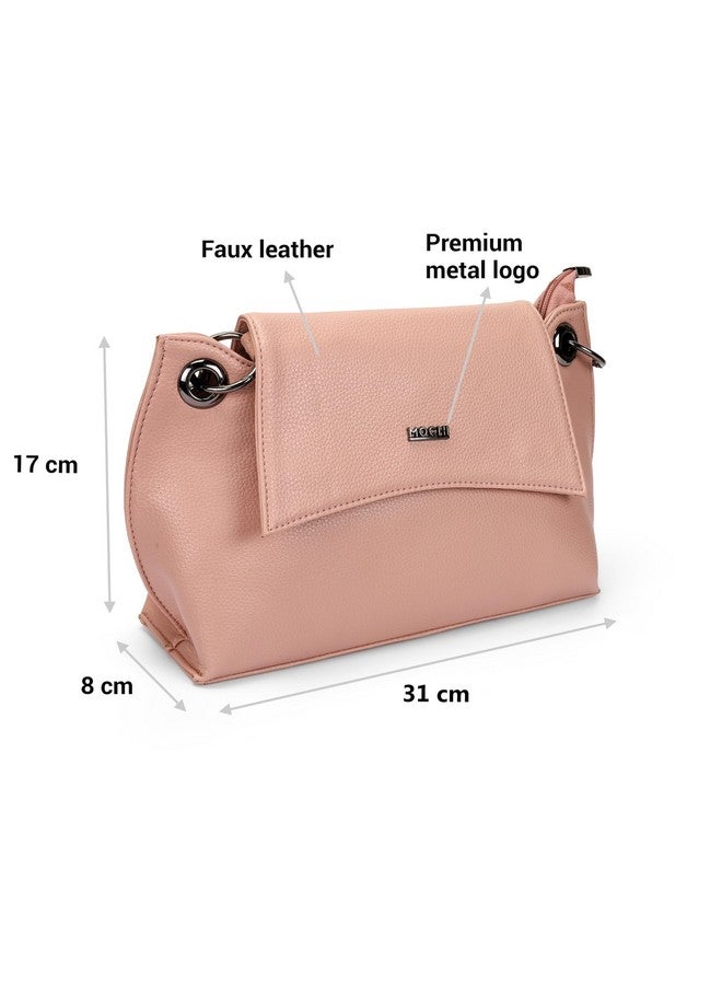 Mochi Women Pink Casual Faux leather Soft Body Magnet closure Solid Sling Bag (66-712) - Image 4