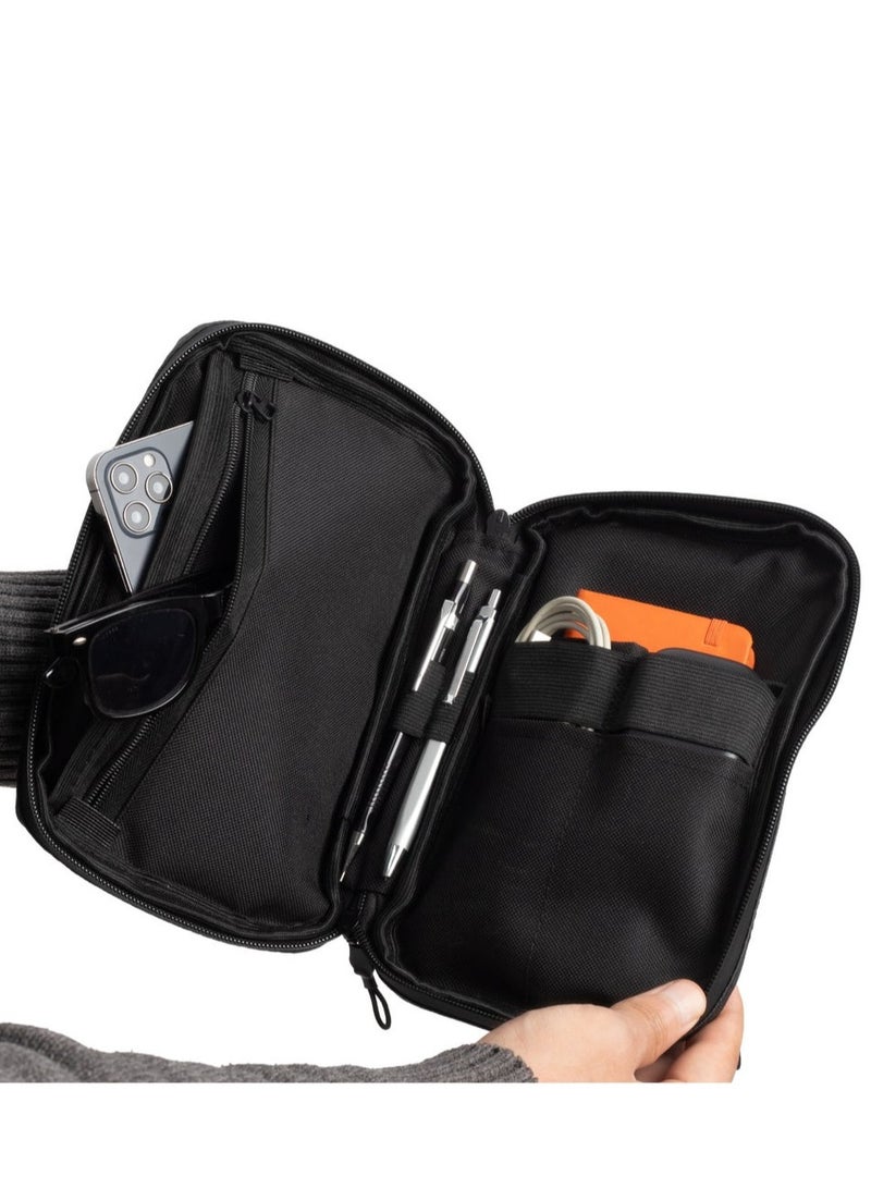 ايه ار سابلاي Trans Bag من Arij Bags | شنطة 3 في 1 كروس / صدر / يد للاستخدام اليومي والخروج، مبطنة من الداخل ضد الصدمات، جيب رئيسي، جيوب متعددة (23 × 15 × 8 سم) (أسود) - Image 5