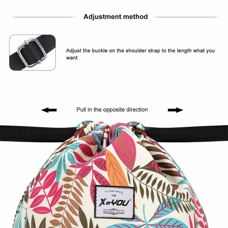 XEYOU Drawstring Sports Backpack Lightweight Gym Yoga Sackpack Shoulder Rucksack Casual Outdoor Daypack for Women and Men (Colorful Leaves Pattern) - Image 4