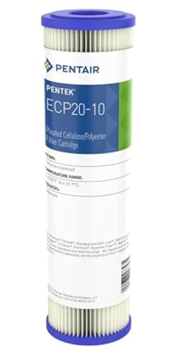 Pentek Pentair Pentek ECP20-10 Sediment Water Filter, 10-Inch, Under Sink Pleated Cellulose Polyester Replacement Cartridge, 10" x 2.5", Blue End-Cap, 20 Micron - Image 1