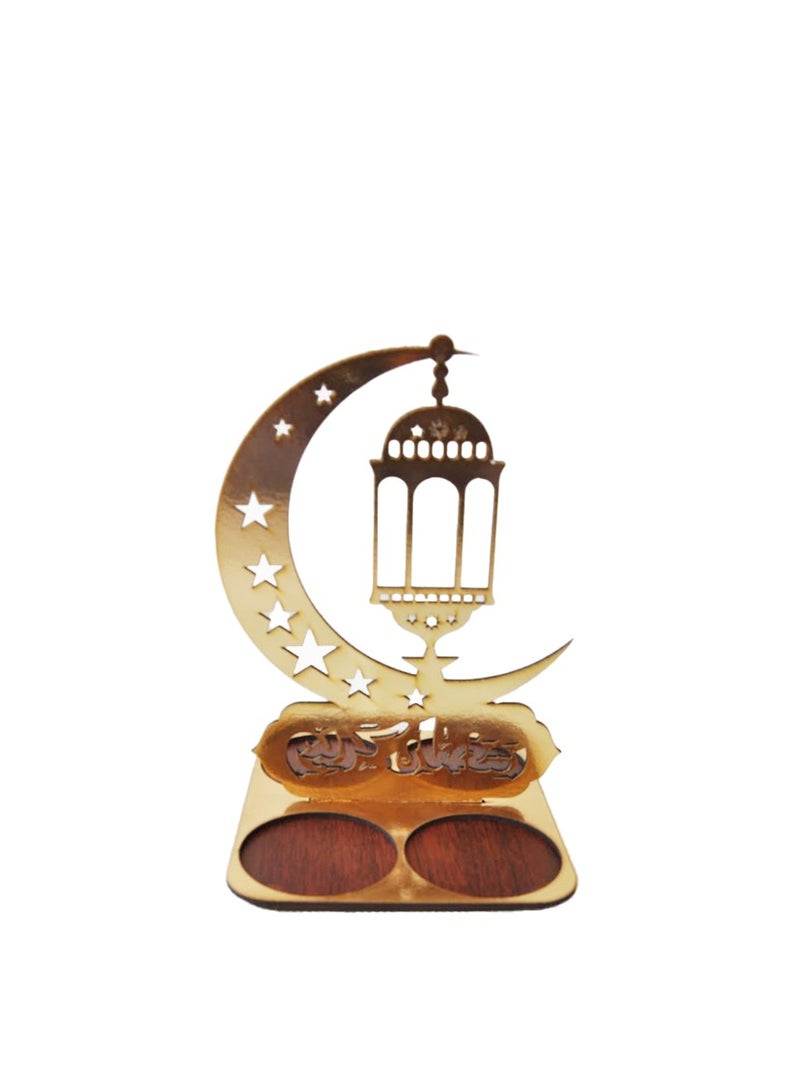 قاعدة ل 4 كاسات مع هلال رمضان ذهبي