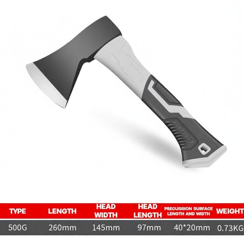 Woodworking Axe 500g Heavy Duty Drop-Forged Steel Head - Sharp Polished Cutting Surface Non-Slip Fiber Handle Axe for Outdoor Gardening Logging Household Wood Cutting - Image 5