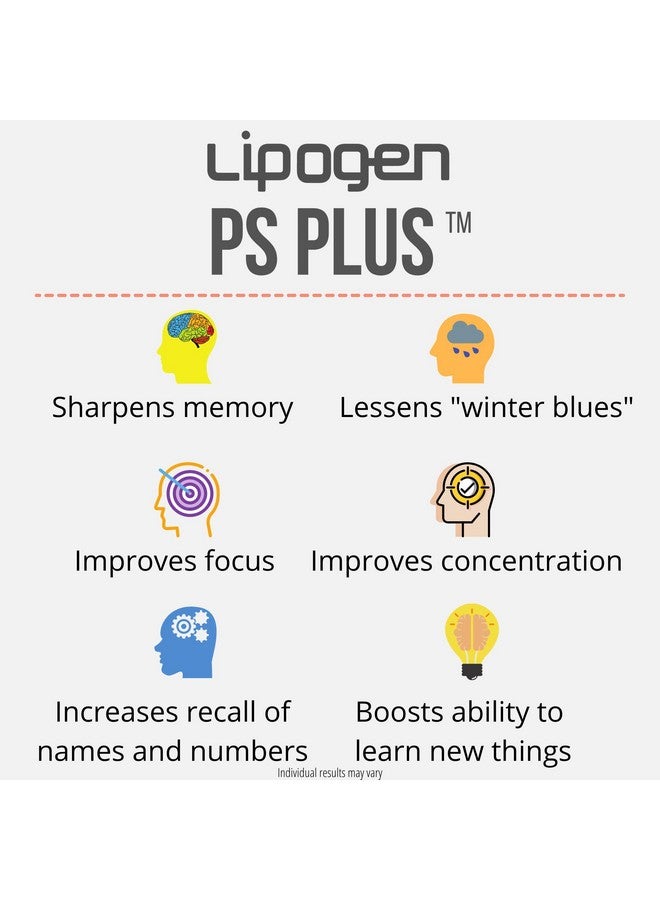 Lipogen Ps Plus Memory And Focus Supplement For Seniors Brain Booster Scientifically Formulated To Enhance Brain Health Memory Supplement. (60 Softgels) - Image 4