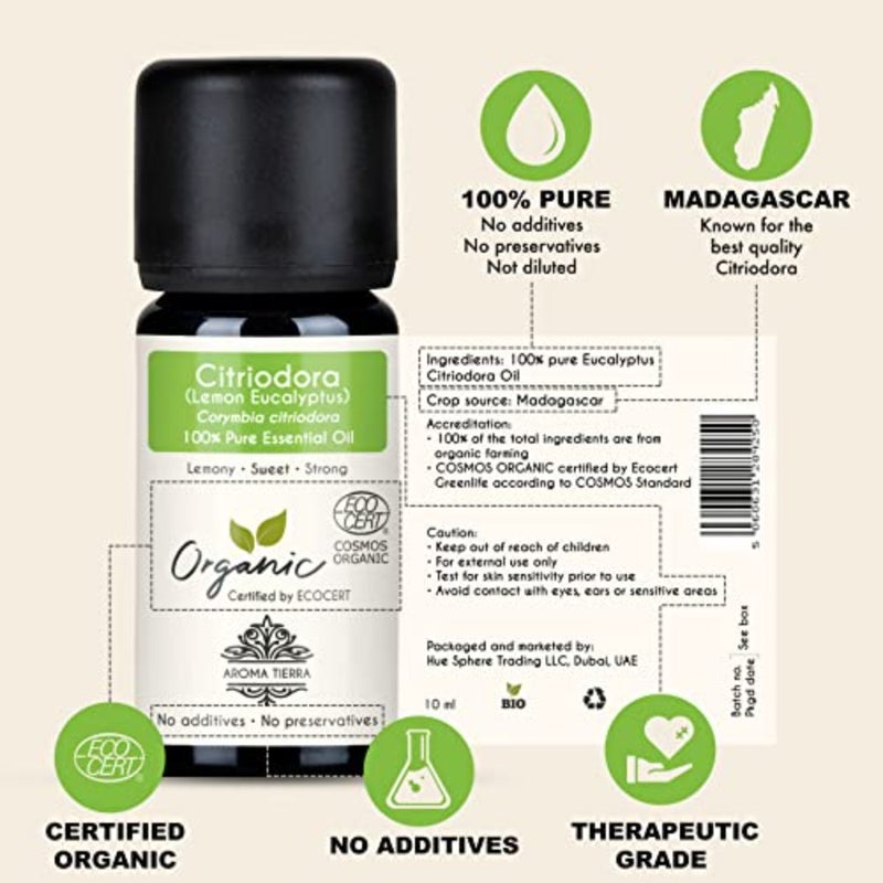 Organic Citriodora essential oil for diffuser and aromatherapy use, pure eucalyptus-derived, fresh lemon scent, natural air purifying and candle additive - Image 2