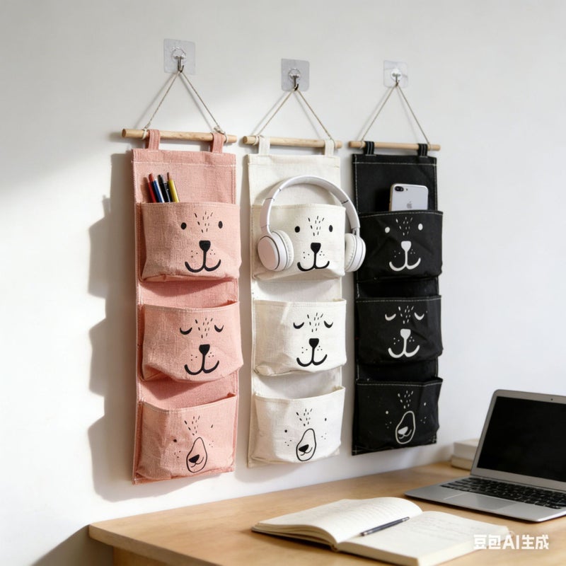 Cotton Linen Wall Hanging Storage Organizer with Multiple Pockets - Image 5