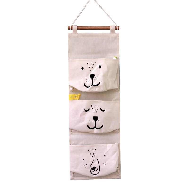 Cotton Linen Wall Hanging Storage Organizer with Multiple Pockets - Image 1