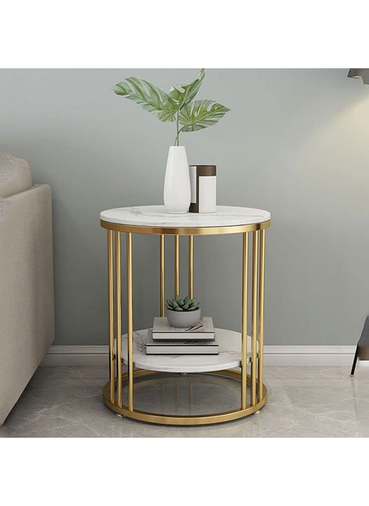 Device Bas with BROWN ART SHOPPEE Brown Arts Shoppee Presents Decorative Farmhouse Accent Coffee Table Simple Modern Bedside Cabinet Small Round Table Engineered Wood Top Metal Table Living Room Sofa Golden White 