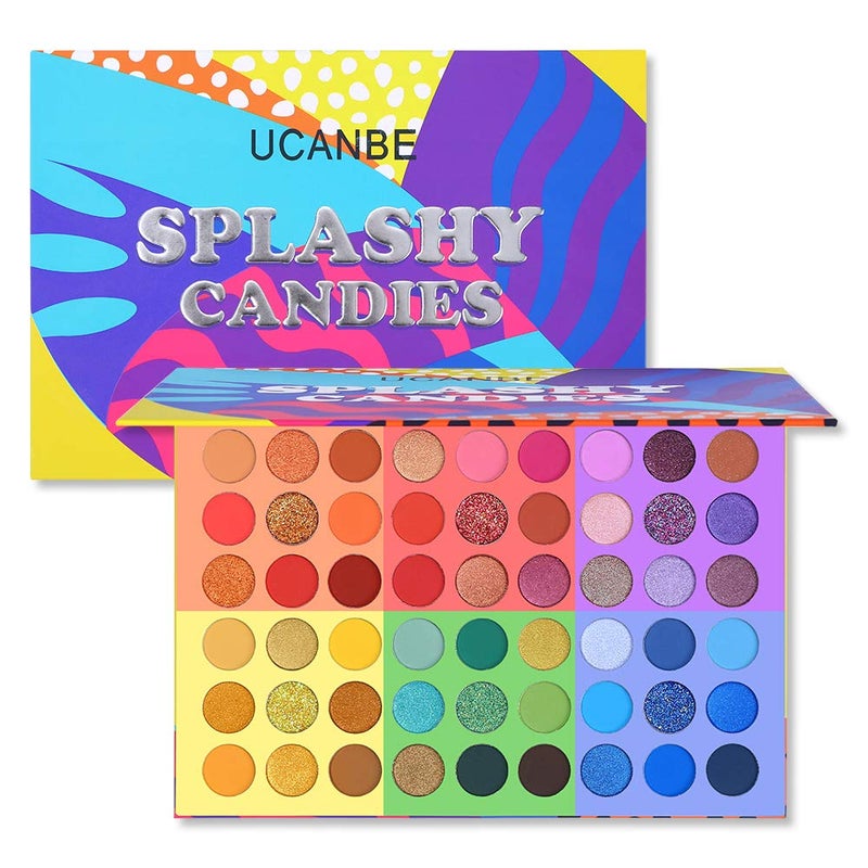 UCANBE 54 Colors Splashy Candies Eyeshadow Palette, Highly Pigmented Matte Shimmer Soft Creamy Glitter Rainbow Bright Powder Eye Shadow Blendable Waterproof Long Lasting Makeup Palletâ€¦ - Image 1