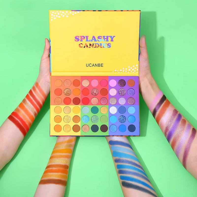 UCANBE 54 Colors Splashy Candies Eyeshadow Palette, Highly Pigmented Matte Shimmer Soft Creamy Glitter Rainbow Bright Powder Eye Shadow Blendable Waterproof Long Lasting Makeup Palletâ€¦ - Image 5