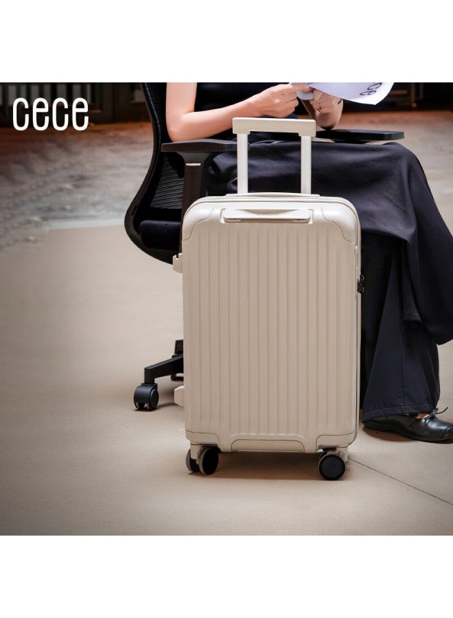 Cece Expandable Large Capacity Suitcase For Women And Men, Student Trolley Luggage With Password Lock, Oatmeal Color, 28 Inches - Image 1