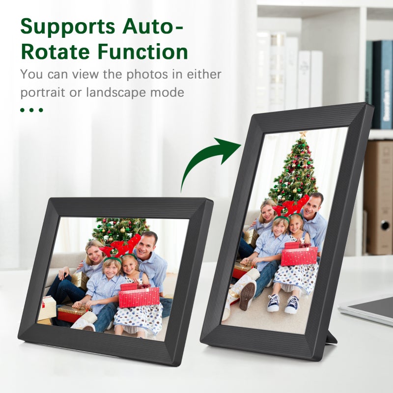 10.1 Inch Smart WiFi Digital Photo Frame Digital Photo Album 1280*800 IPS Touchscreen Built-in 16GB Memory Auto Rotation Share Photos Videos via APP with Backside Stand - Image 3