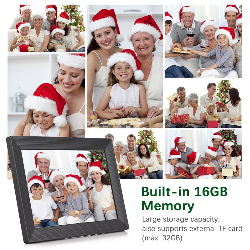 10.1 Inch Smart WiFi Digital Photo Frame Digital Photo Album 1280*800 IPS Touchscreen Built-in 16GB Memory Auto Rotation Share Photos Videos via APP with Backside Stand - Image 5