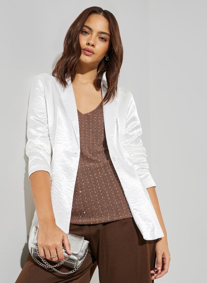 Styli Off White Satin Blazer - Image 1