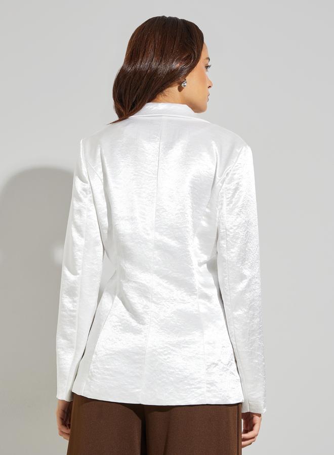 Styli Off White Satin Blazer - Image 4