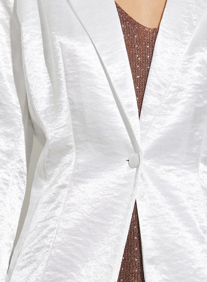 Styli Off White Satin Blazer - Image 3