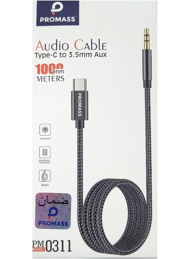 PROMASS Type-C to 3.5mm Audio Cable - High-Fidelity Aux Cable for Car, Speaker, Headset, 100cm, Braided Nylon - Image 3