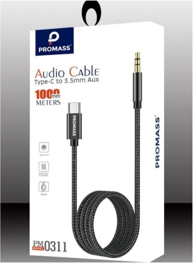 PROMASS Type-C to 3.5mm Audio Cable - High-Fidelity Aux Cable for Car, Speaker, Headset, 100cm, Braided Nylon - Image 1