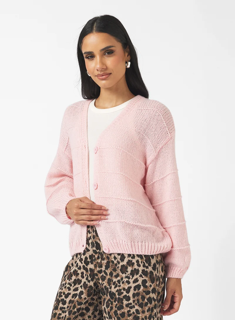 جينجر Fine Knitted Textured Cardigan