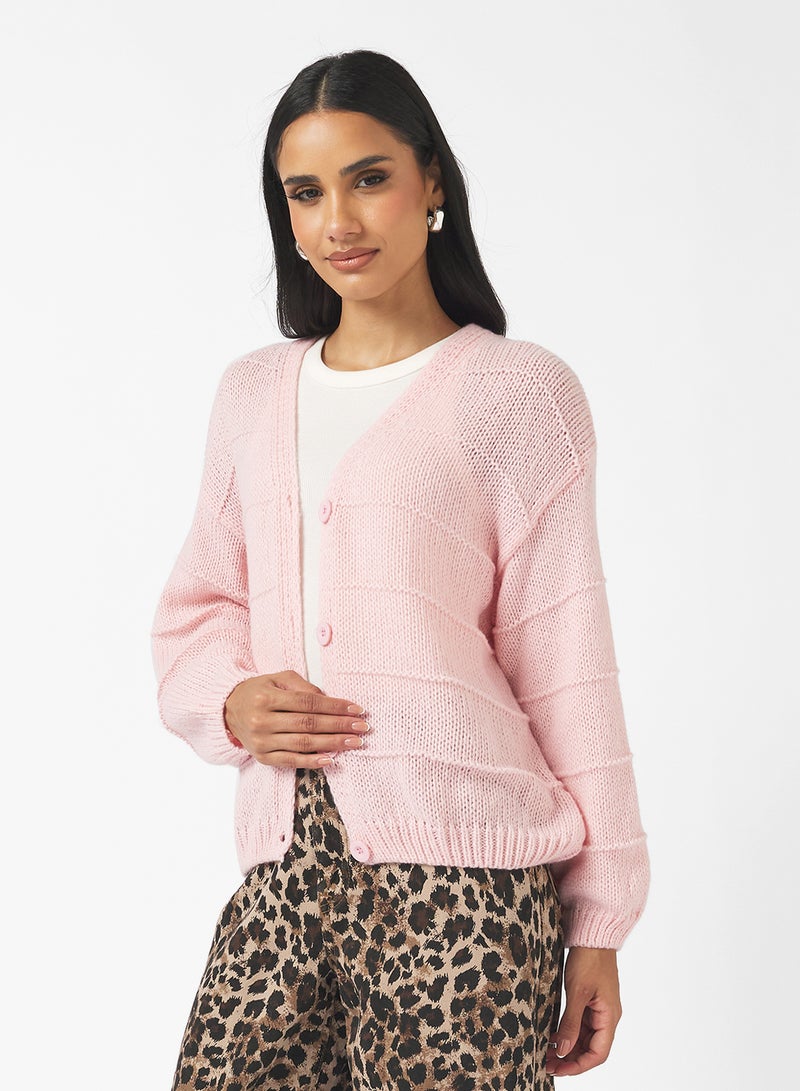Ginger Fine Knitted Textured Cardigan - Image 1