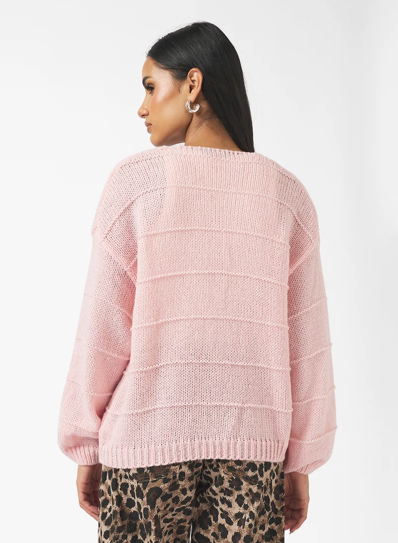 جينجر Fine Knitted Textured Cardigan