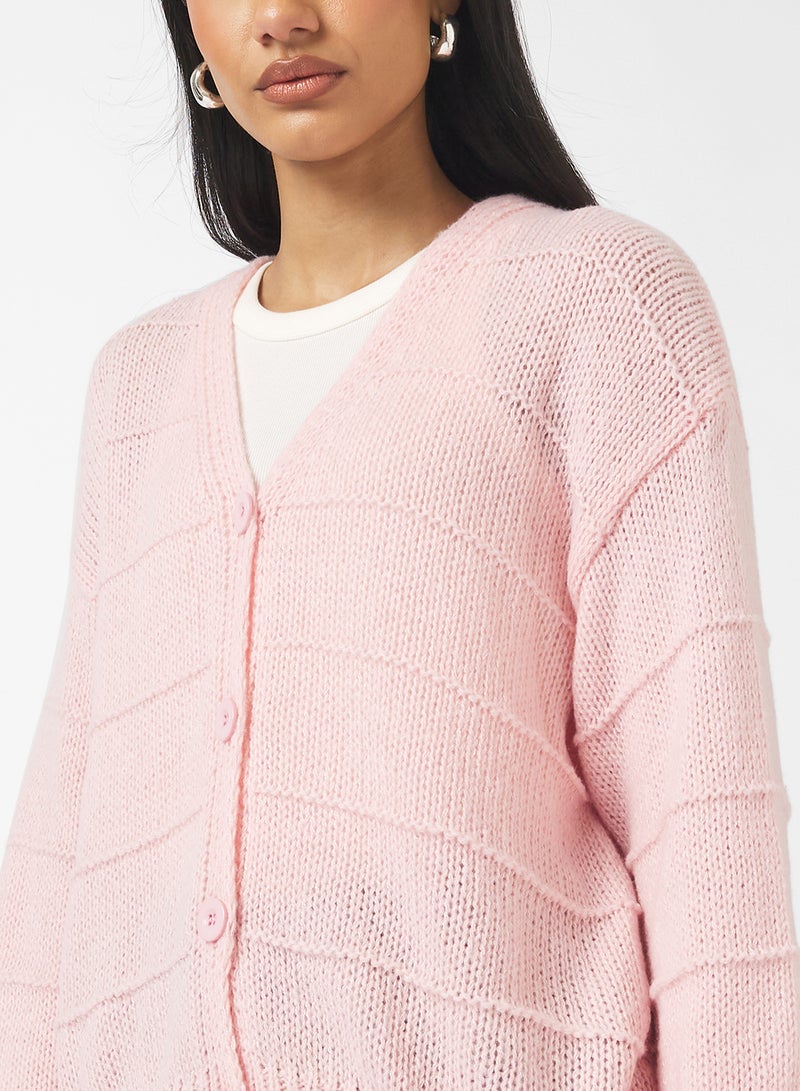 Ginger Fine Knitted Textured Cardigan - Image 3