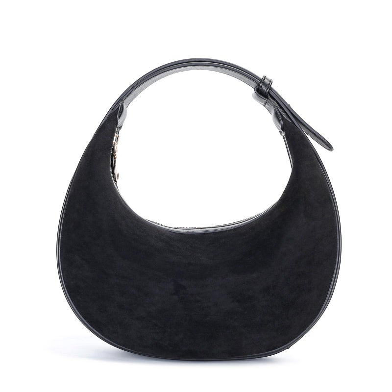 Herald Suede Crossbody Bag for Women, Vintage Hobo Handbag Crescent Shoulder Purses with Adjustable Strap Winter Fall (Suede Black) - Image 1