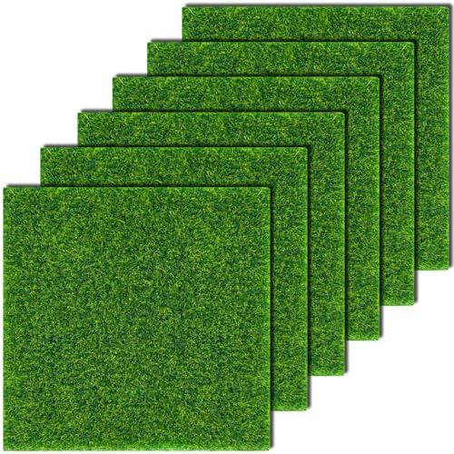 KISEER 6 Pack Fairy Garden Grass 6 x 6 Inches Miniature Artificial Craft Grass for Dollhouse Ornament DIY Decoration - Image 1