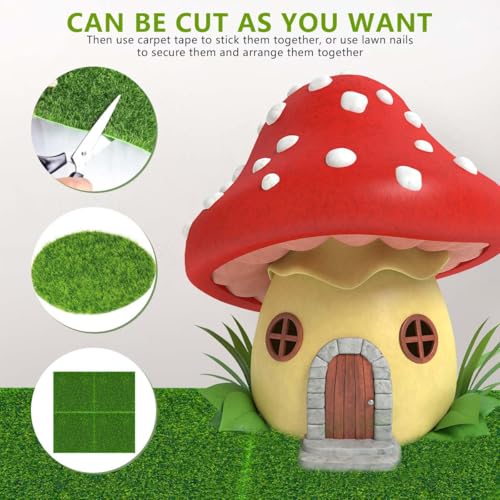 KISEER 6 Pack Fairy Garden Grass 6 x 6 Inches Miniature Artificial Craft Grass for Dollhouse Ornament DIY Decoration - Image 5