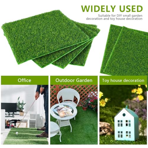 KISEER 6 Pack Fairy Garden Grass 6 x 6 Inches Miniature Artificial Craft Grass for Dollhouse Ornament DIY Decoration - Image 4