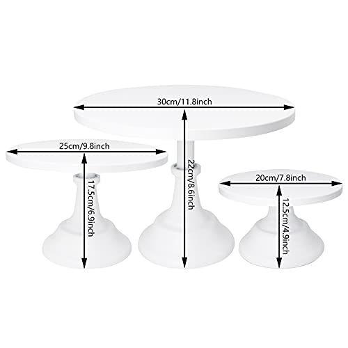 ATRDTO Set of 3 Pieces Cake Stands Iron Cake Holder Dessert Display Plate Serving Tray for Baby Shower Wedding Birthday Party (White) - Image 2